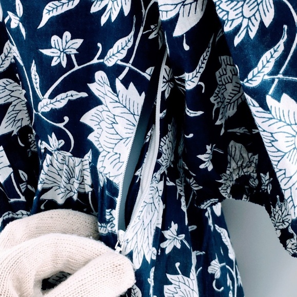 Monsoon and Beyond Estella Midi Dress Blue Rohida Floral Print Handmade Sz S - Picture 9 of 16